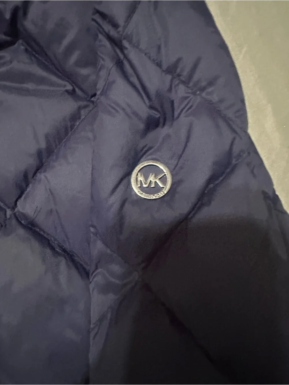 Michael Kors Navy Hooded Quilted Puffer Coat